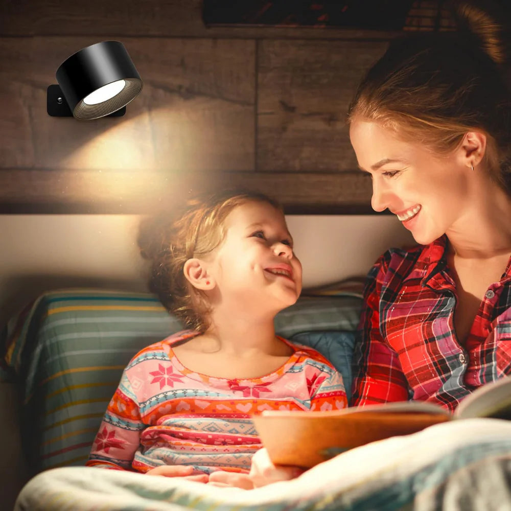 360° Dönebilen Siyah Şarjlı LED Duvar Aydınlatması – Duvar Apliği | ByLamp