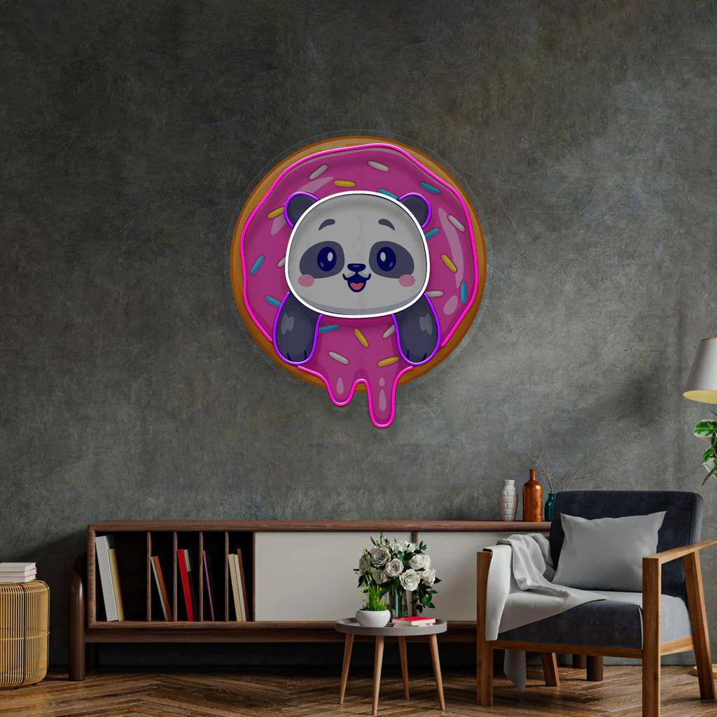 Donut ve Panda Figürlü Led Işıklı Neon Tabela