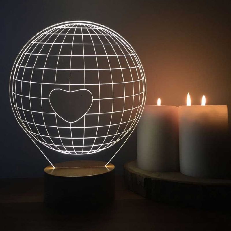 3D World Single Heart Gift Lamp