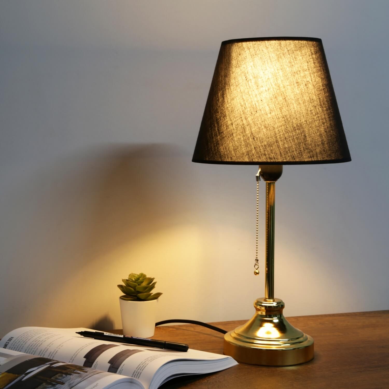 Edel Gold Body Black Shade Lampshade | ByLamp