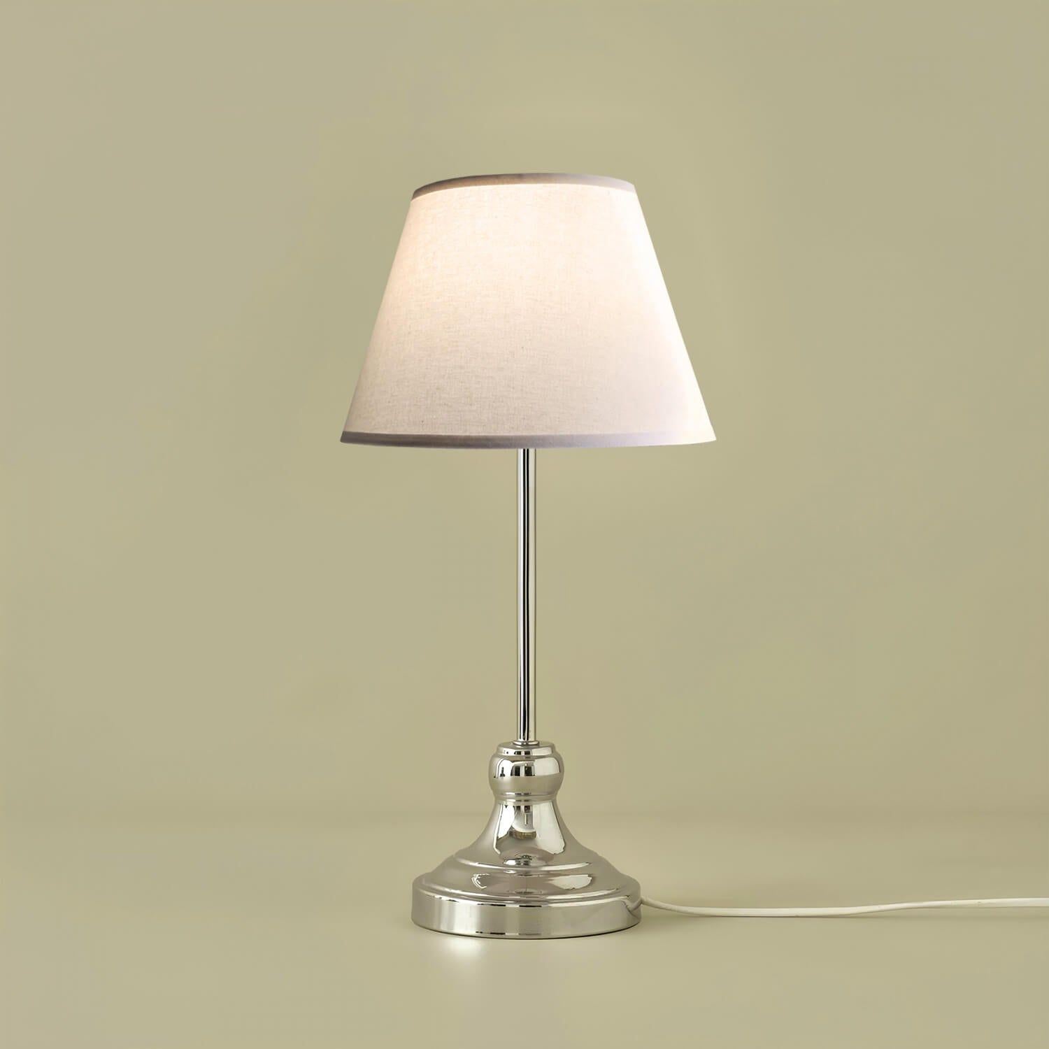 Edel Chrome Body White Shade Table Lamp | ByLamp