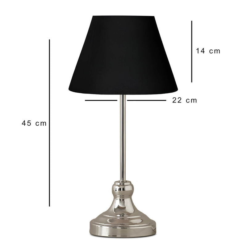 Edel Chrome Body Black Shade Table Lamp | ByLamp