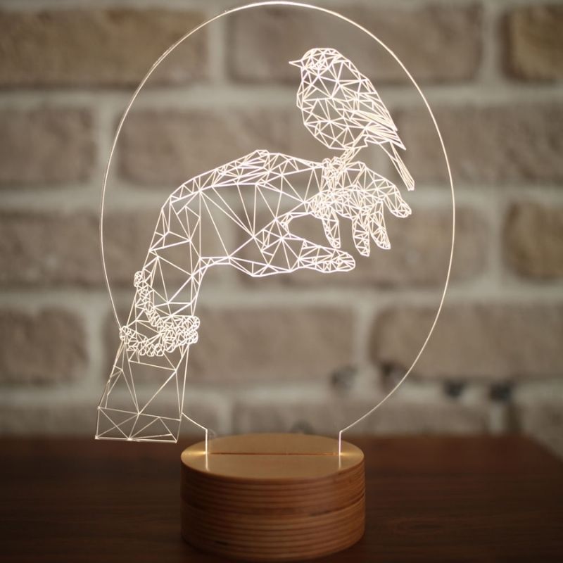3D Hand & Bird LED Lamp