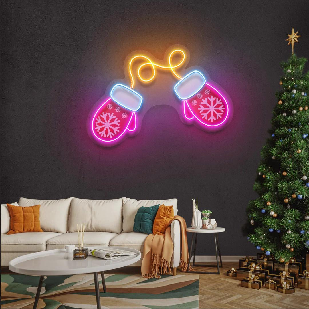 Glove Christmas Figured Lighted Neon Lamp