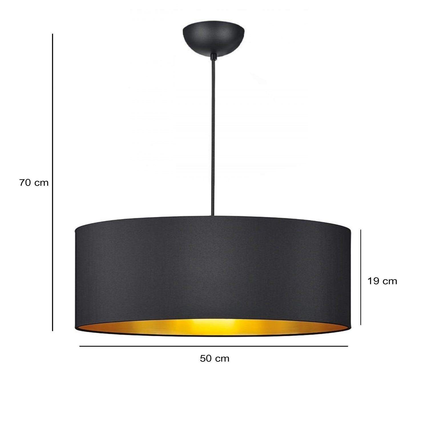 Exclusive 50 cm Black Gold Interior Detailed Lampshade Pendant Lamp | ByLamp