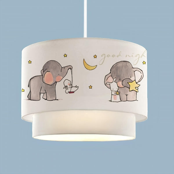 Kids Fabric Elephant Patterned Cake Pendant Lamp | ByLamp