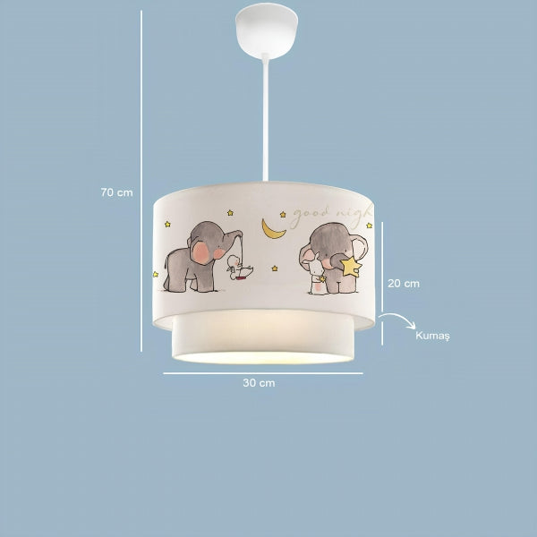 Kids Fabric Elephant Patterned Cake Pendant Lamp | ByLamp