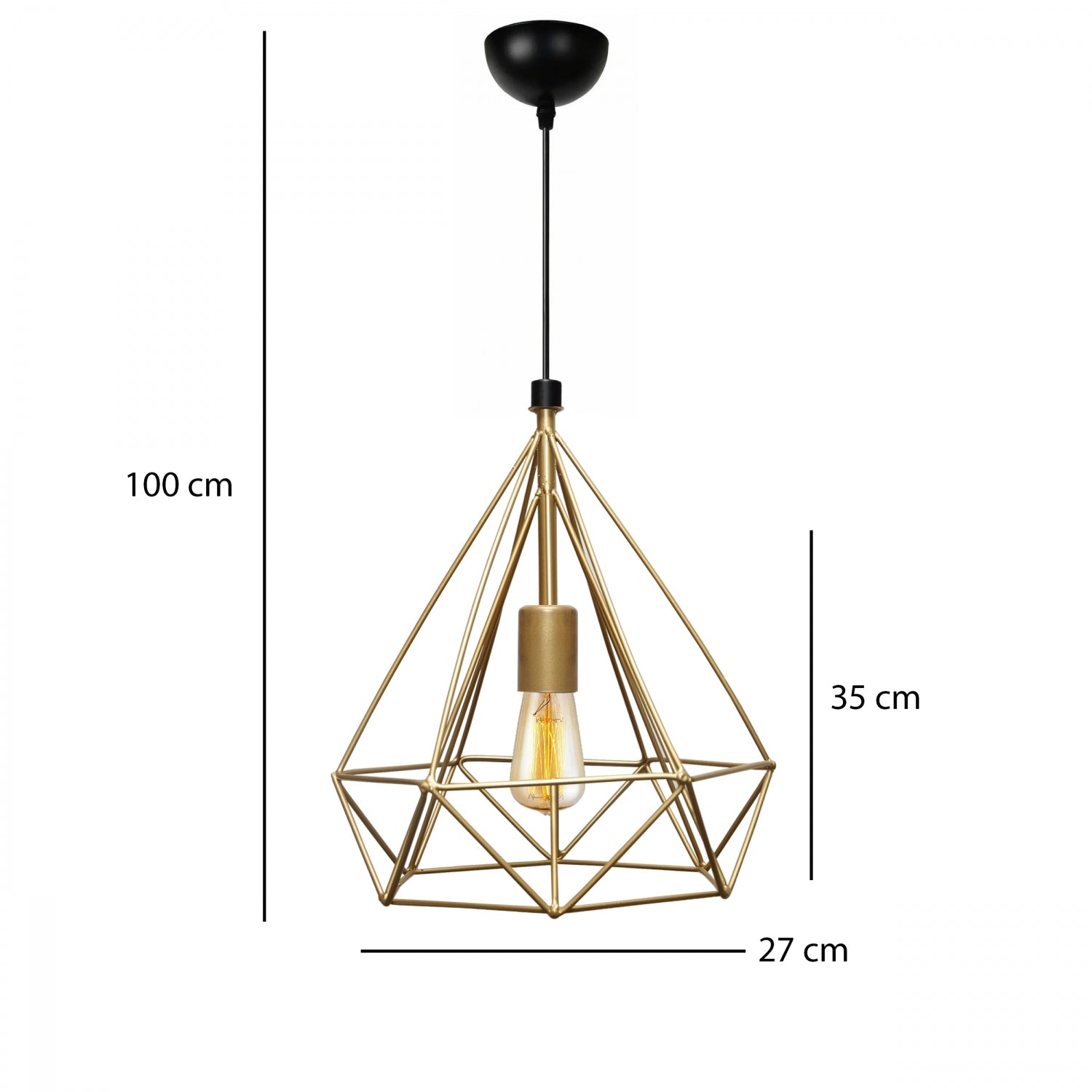 Gold Piramit Metal Tel Sarkıt Lamba | ByLamp