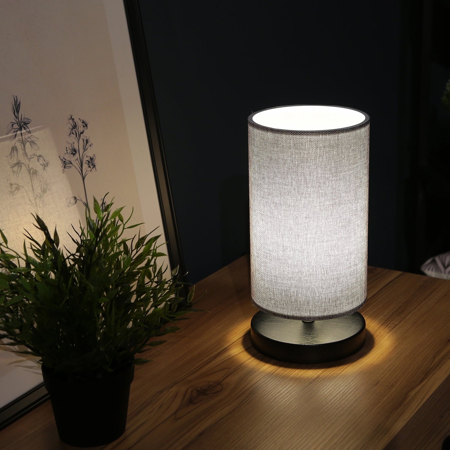 Gri Kumaş Modern Abajur Masa Lambası | ByLamp