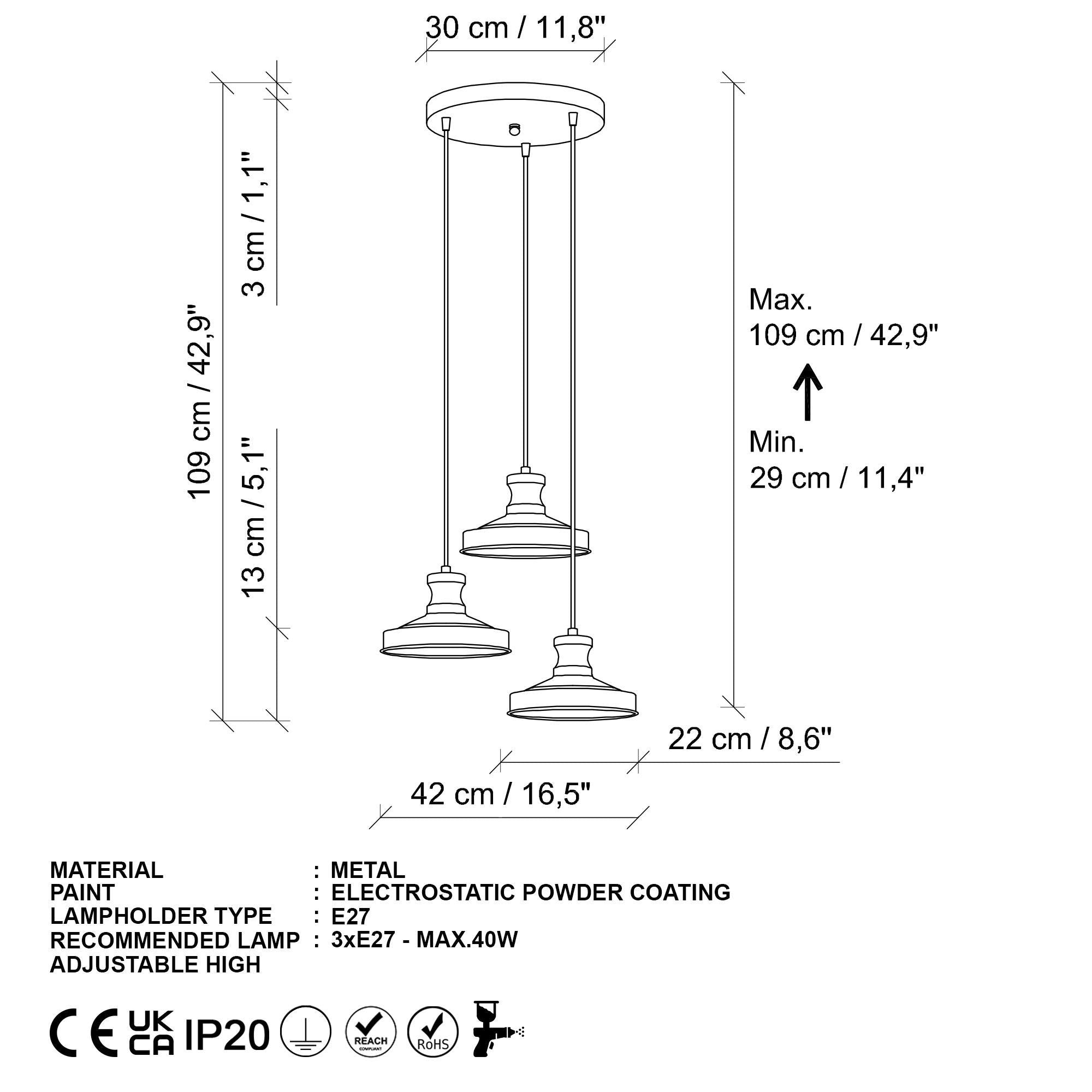Güllü 182 Gold 3 Sıvama Sarkıt Aydınlatma | ByLamp