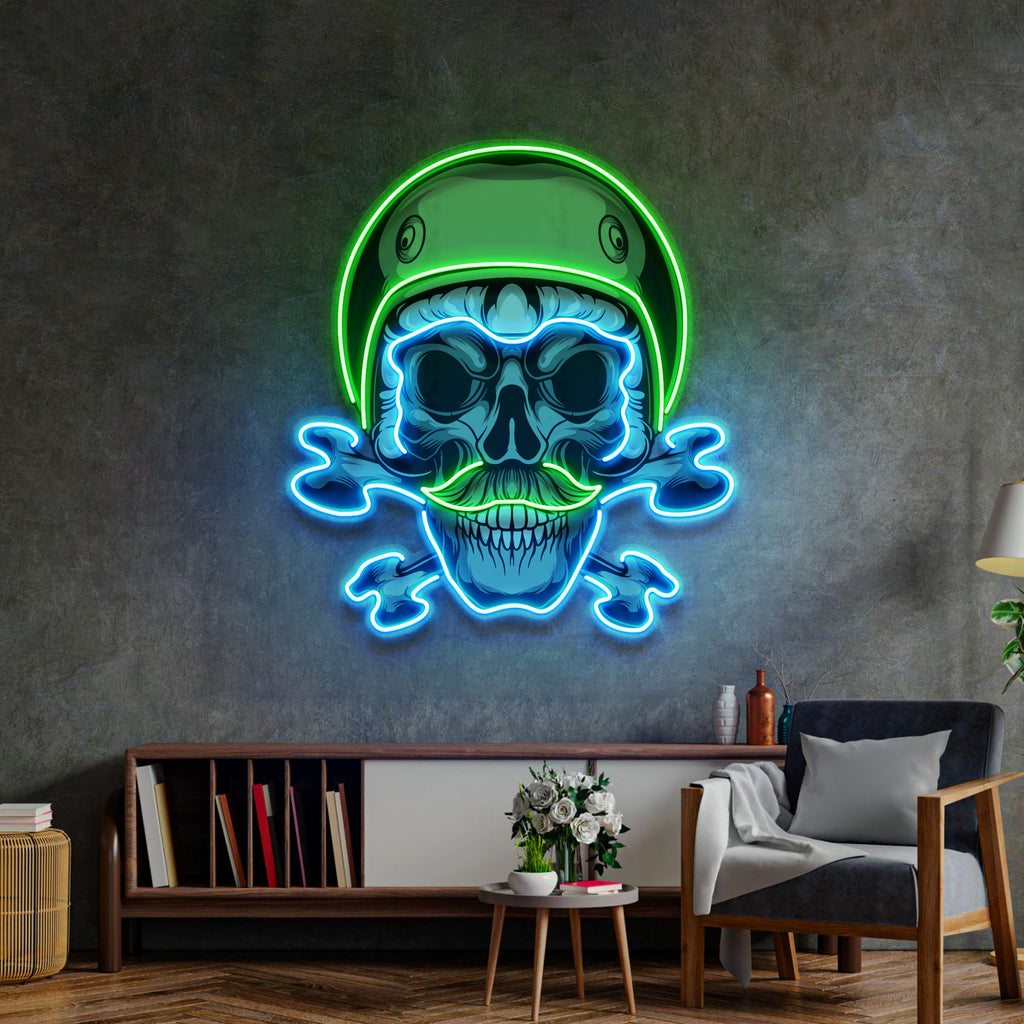 Yeşil İskelet Motorcu Neon Lamba | ByLamp