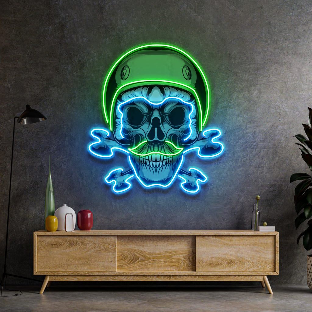 Yeşil İskelet Motorcu Neon Lamba | ByLamp