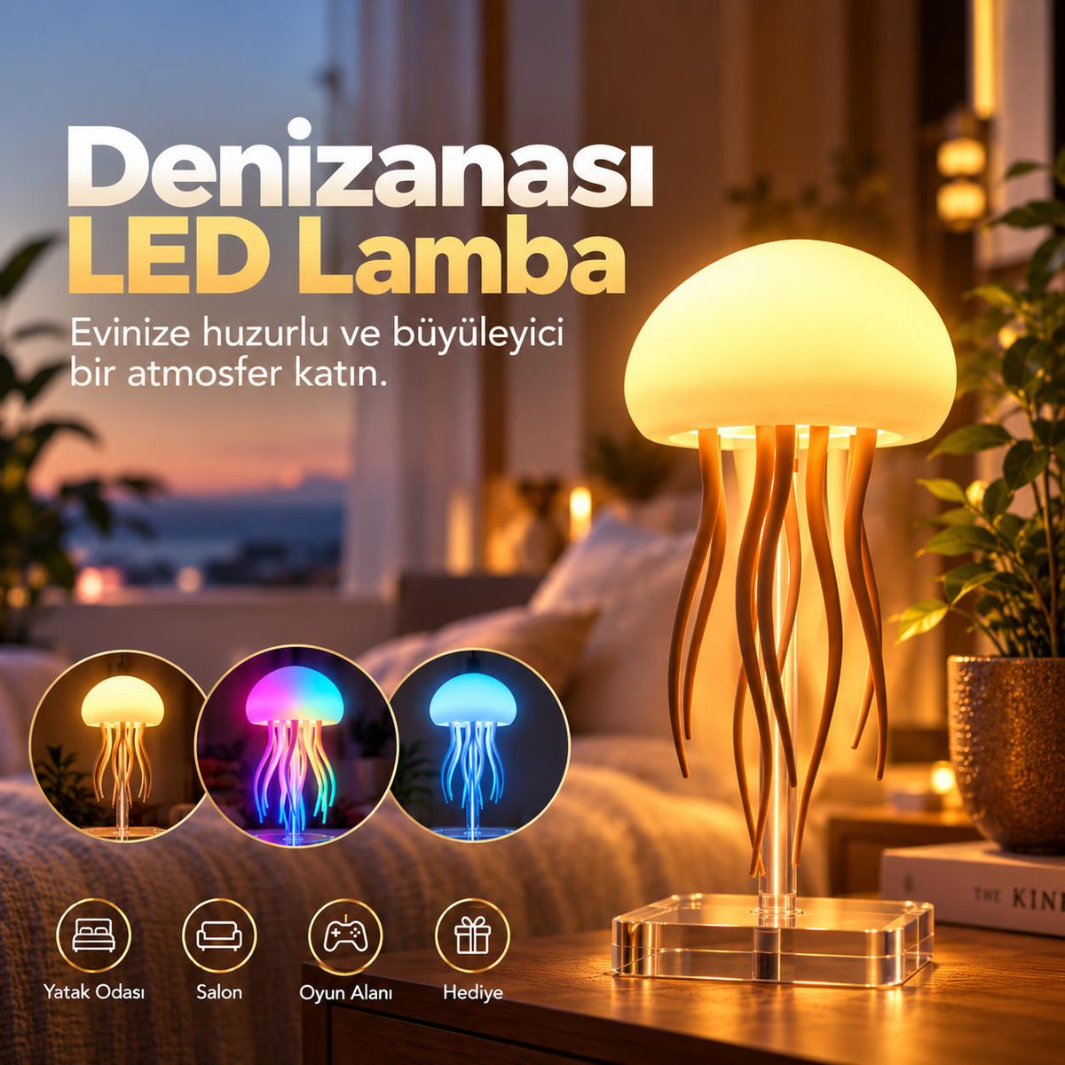 Jellyfish  RGB Şarjlı Denizanası LED Lamba | ByLamp