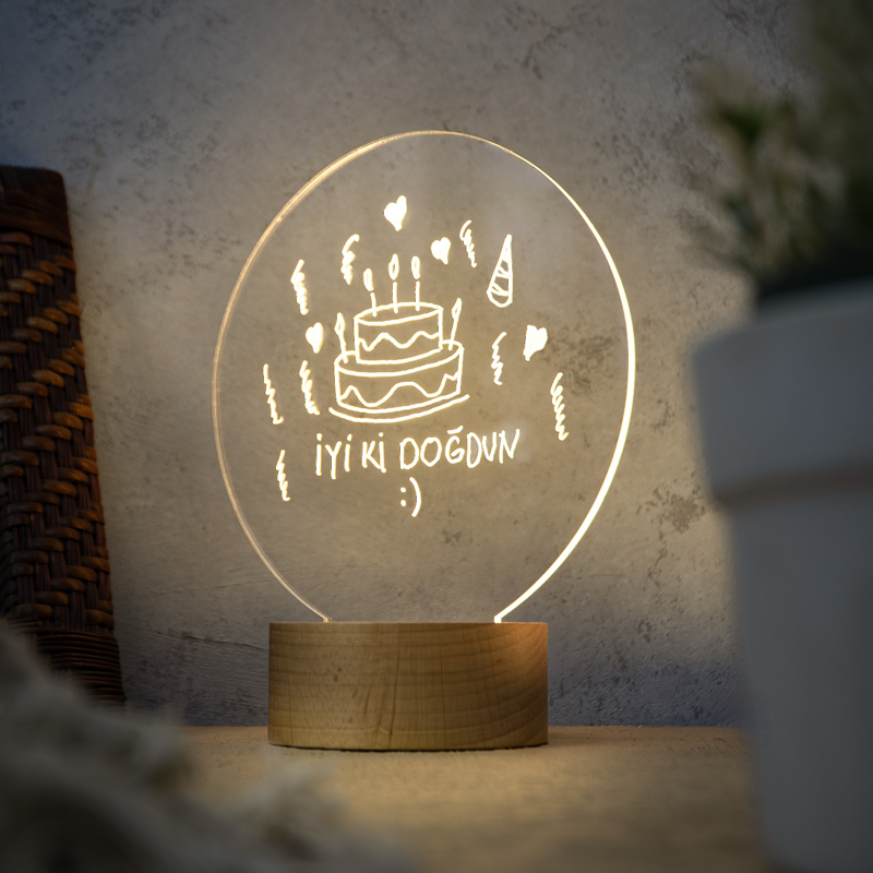 Kalemli Yazılabilir 7 Renk Işıklı LED Mesaj Panosu Gece Lambası | ByLamp