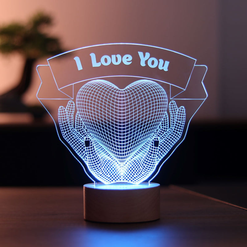 Lámpara led de regalo de manos de corazón 3D