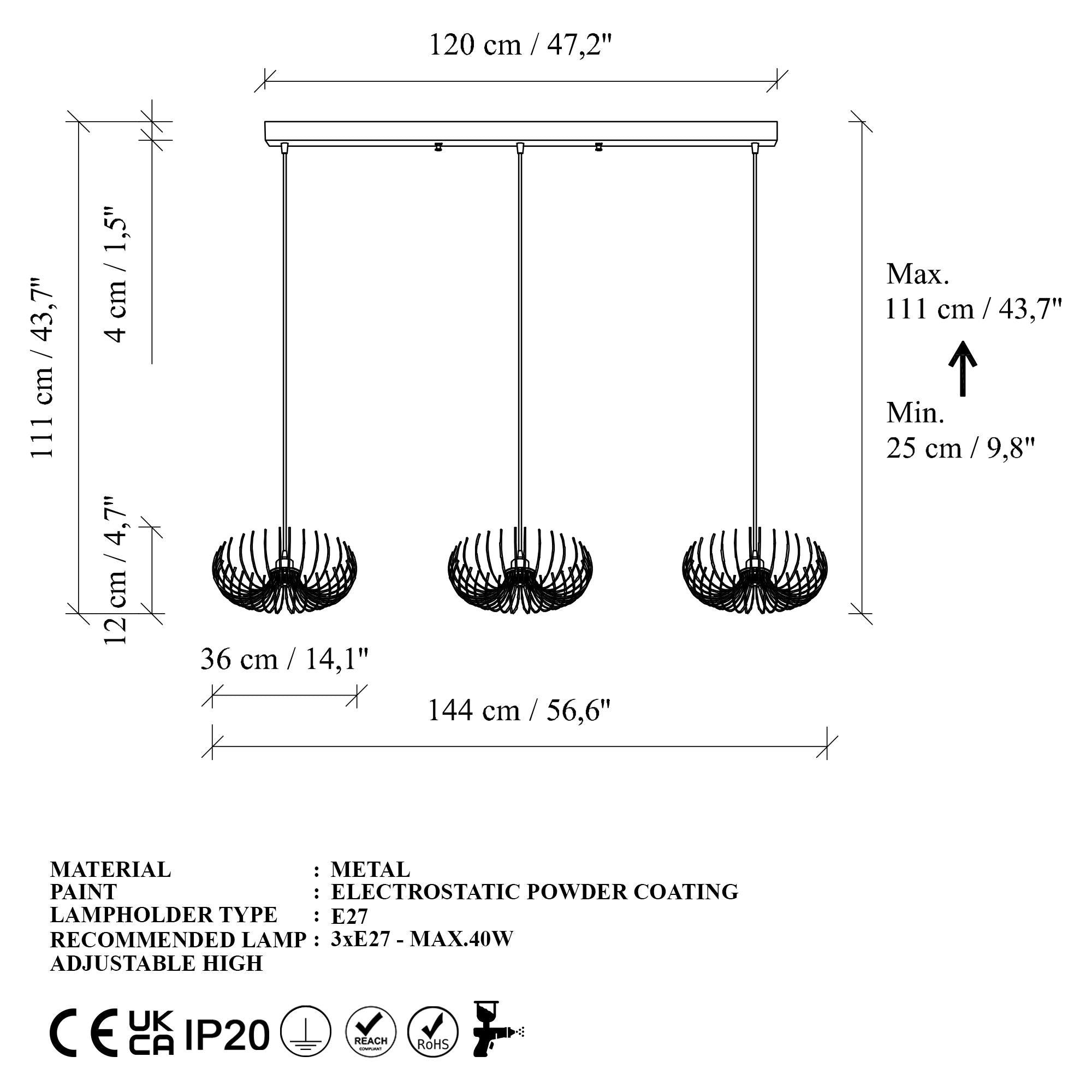 Karsortel N 641 3 Tel Sarkıt Aydınlatma | ByLamp