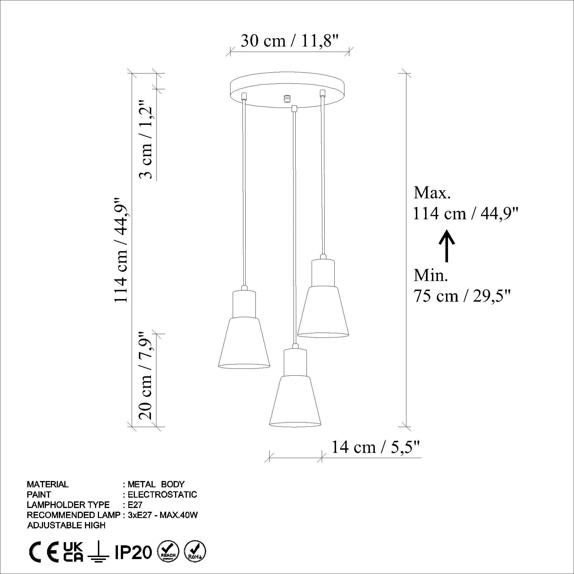 Konikkem 6357 3 Açık Mavi Sıvama Sarkıt Aydınlatma | ByLamp