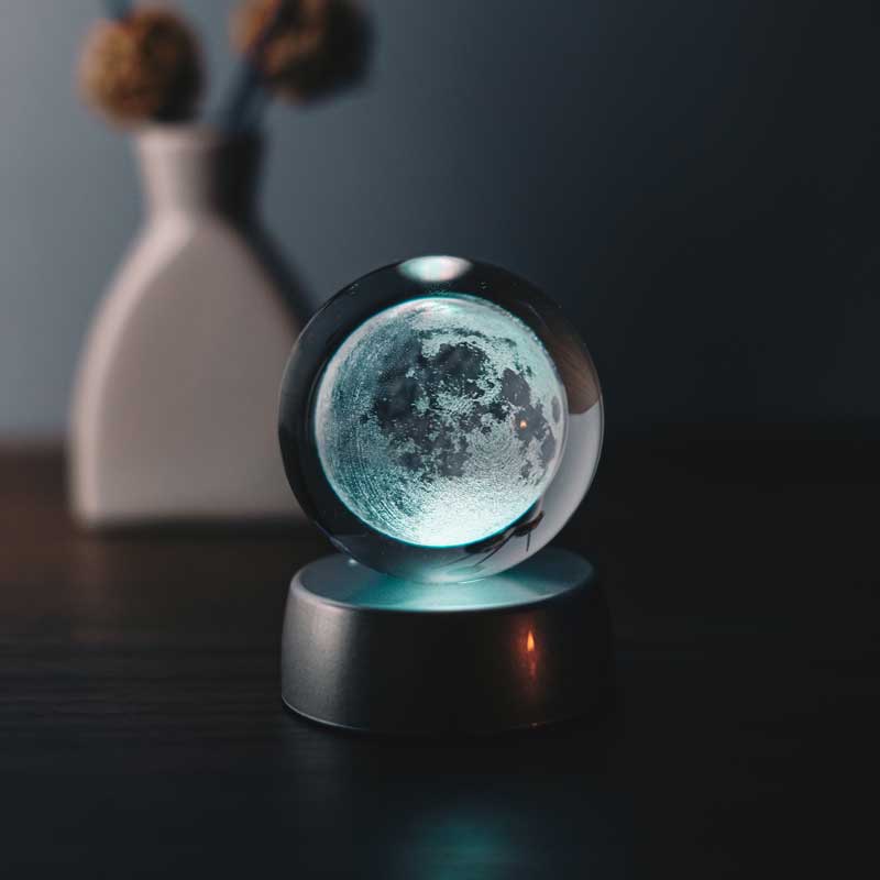 Crystal glass sphere moon lamp