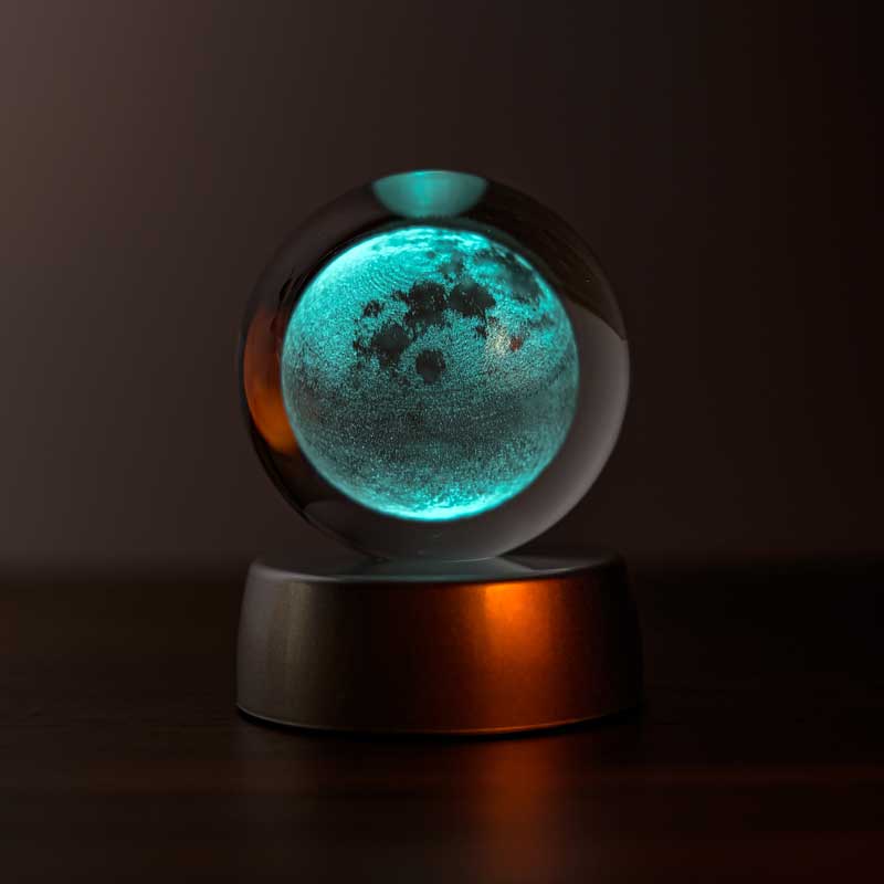 Crystal glass sphere moon lamp