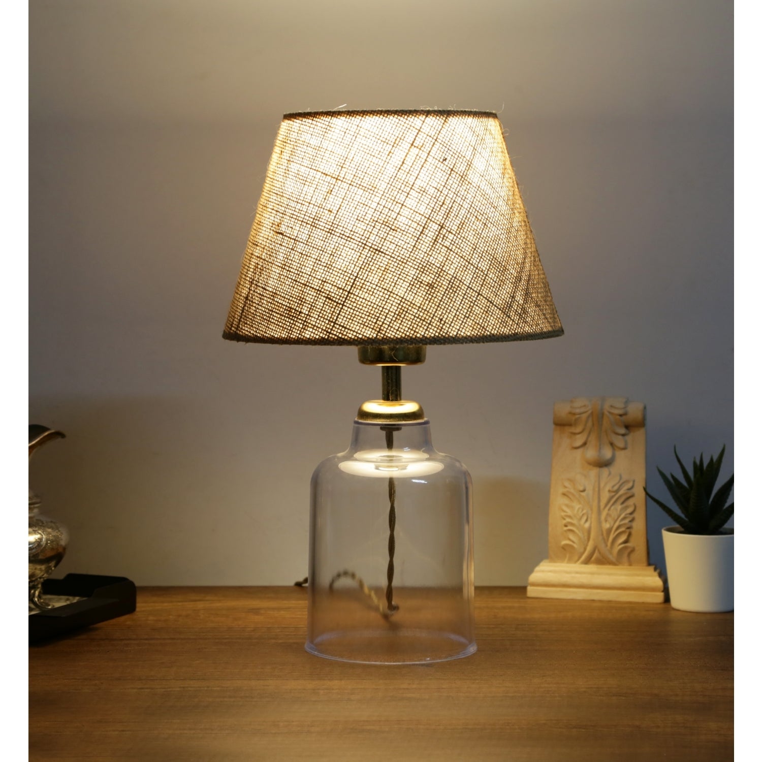 Crystal Body Jute Fabric Lampshade | ByLamp