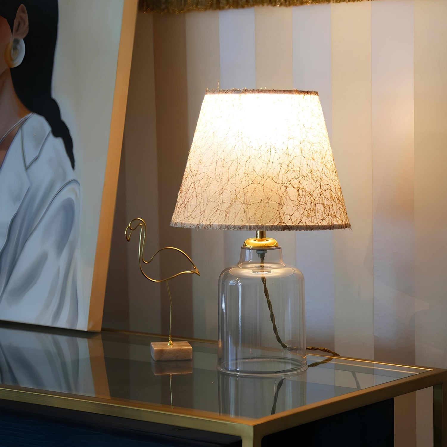 Crystal Body Cream Coffee Hat Lampshade Table Lamp | ByLamp