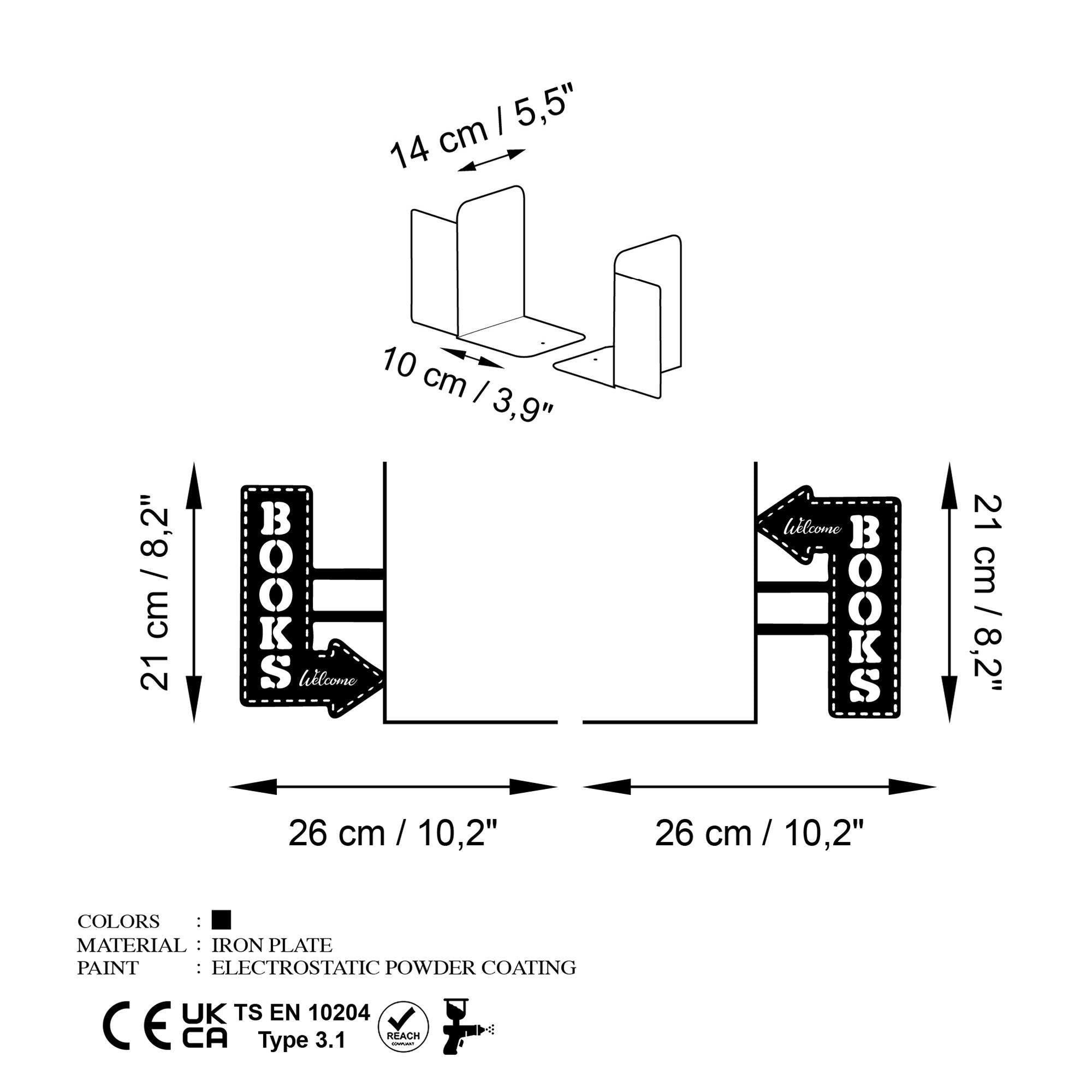 KT-039 Dekoratif Metal Kitap Tutucu | ByLamp