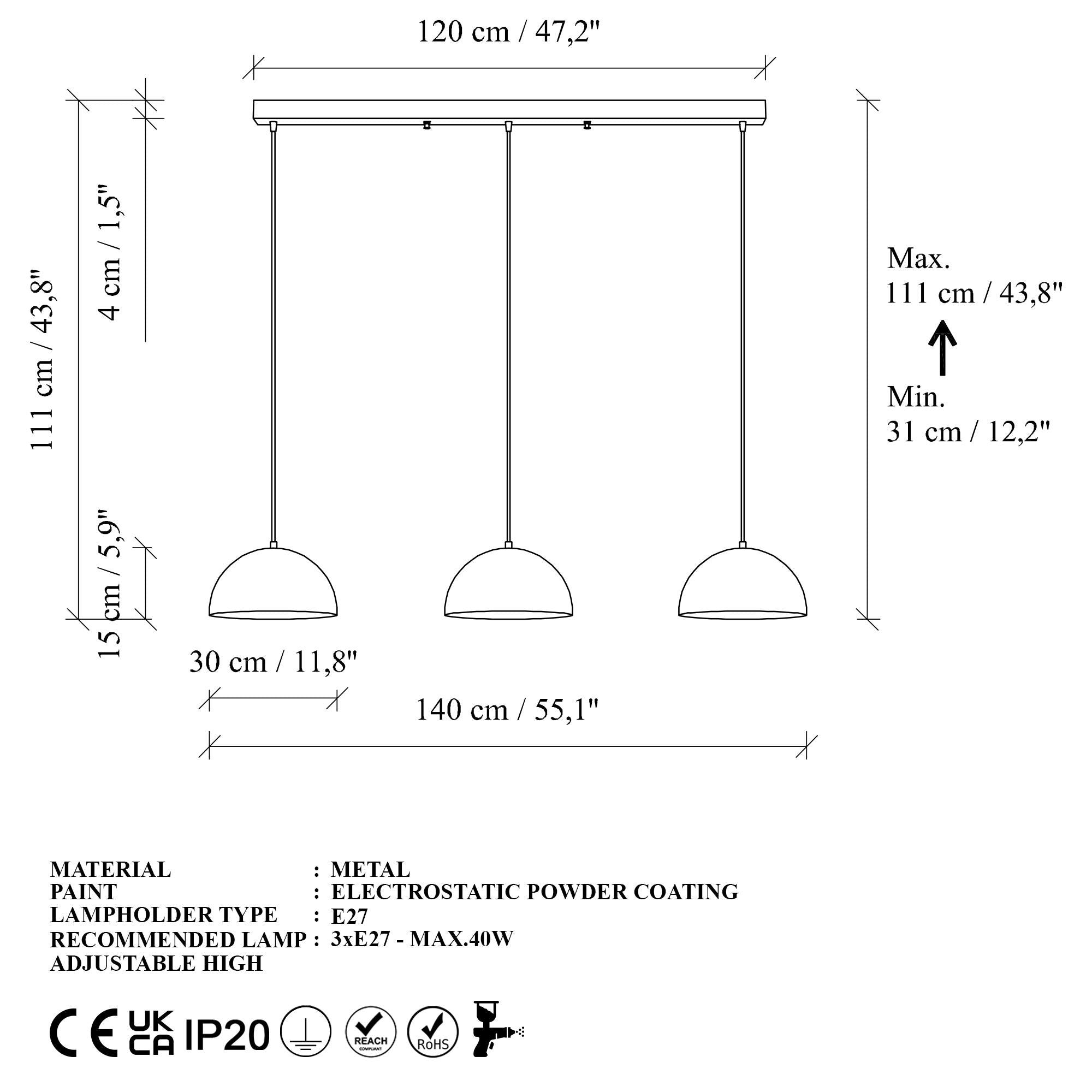 Küre 30 MR 721 3 Sıvama Sarkıt Aydınlatma | ByLamp