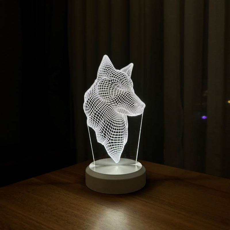 Lámpara led cabeza de lobo 3D