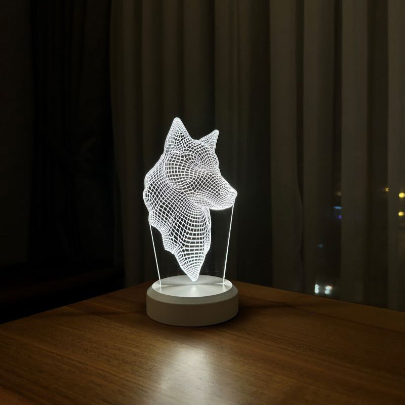 Lámpara led cabeza de lobo 3D