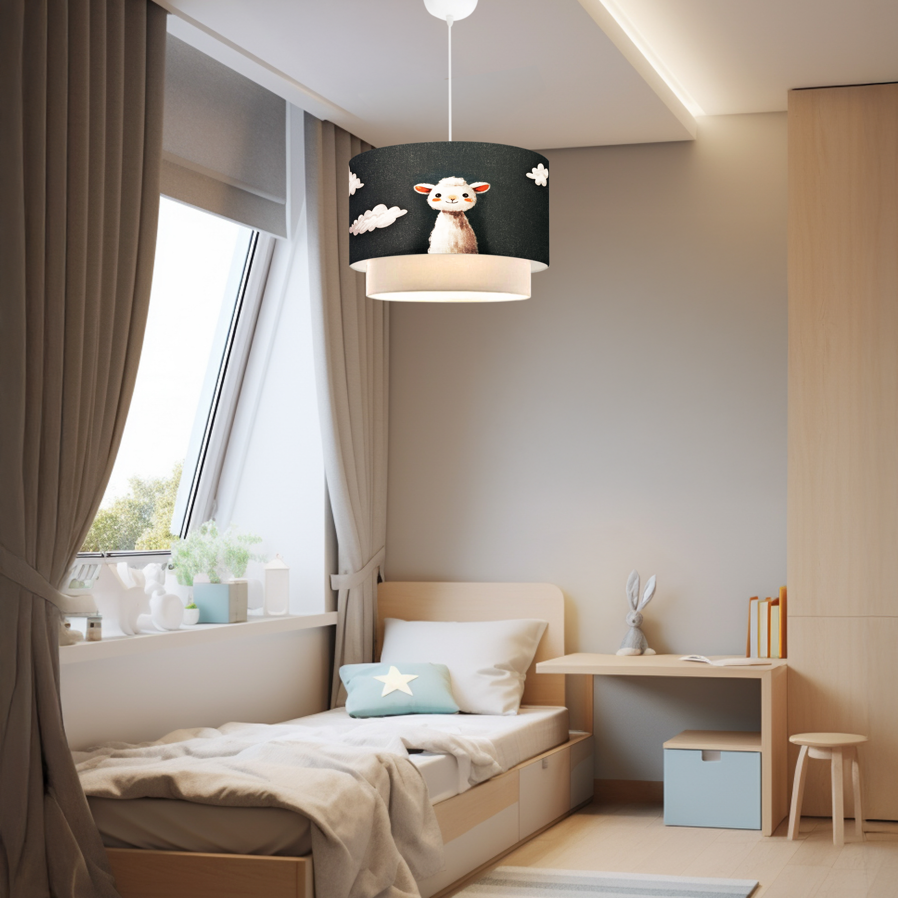 Kids Room Sleeping Cute Rabbit Pendant Chandelier Lamp | ByLamp