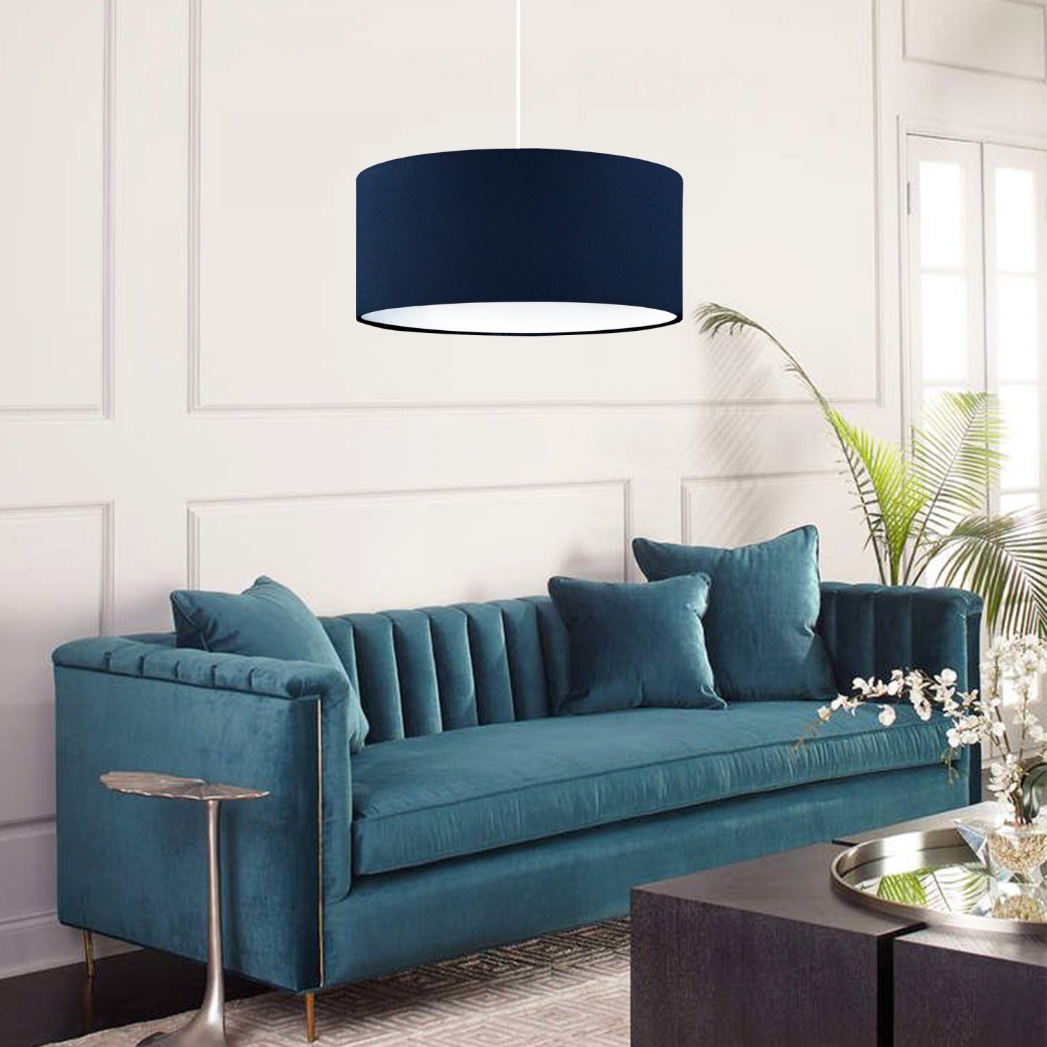 Marine Series 38' Navy Blue Fabric Lampshade Pendant Lamp | ByLamp