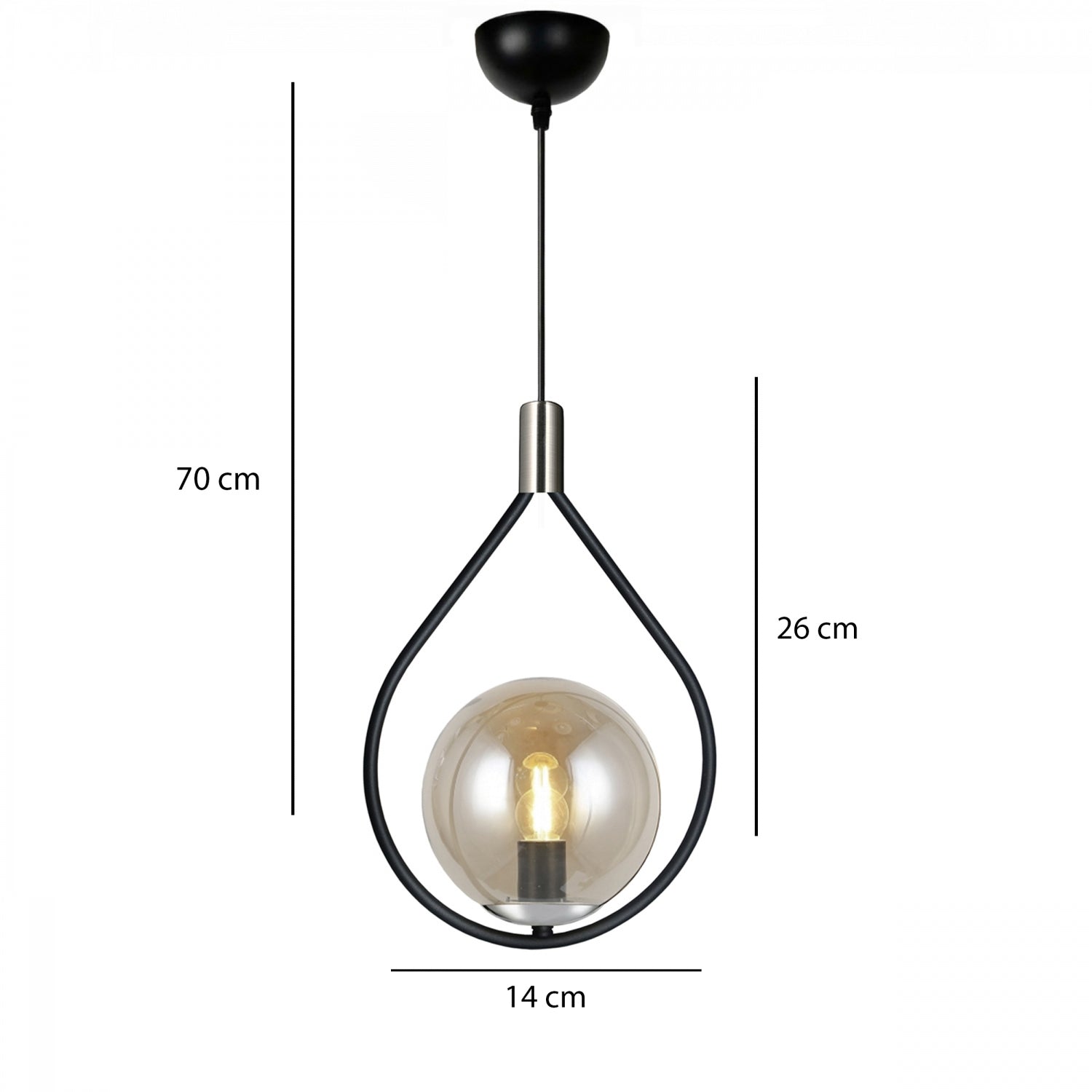 Lewis Metal Single Chrome Detailed Glass Pendant Lamp | ByLamp