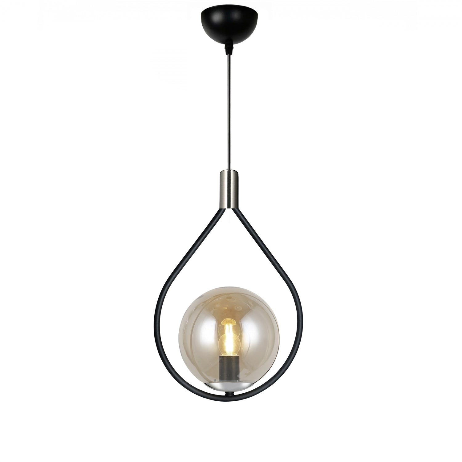 Lewis Metal Single Chrome Detailed Glass Pendant Lamp | ByLamp