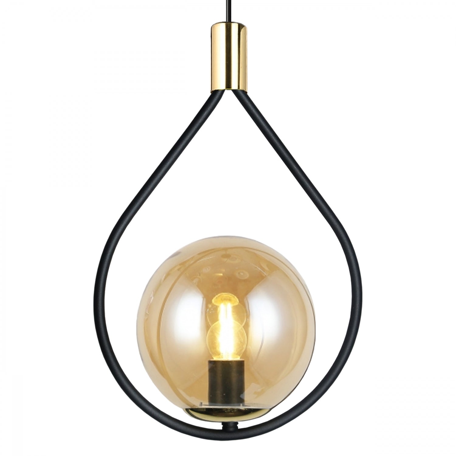 Lewis Metal Single Gold Detailed Glass Pendant Lamp | ByLamp