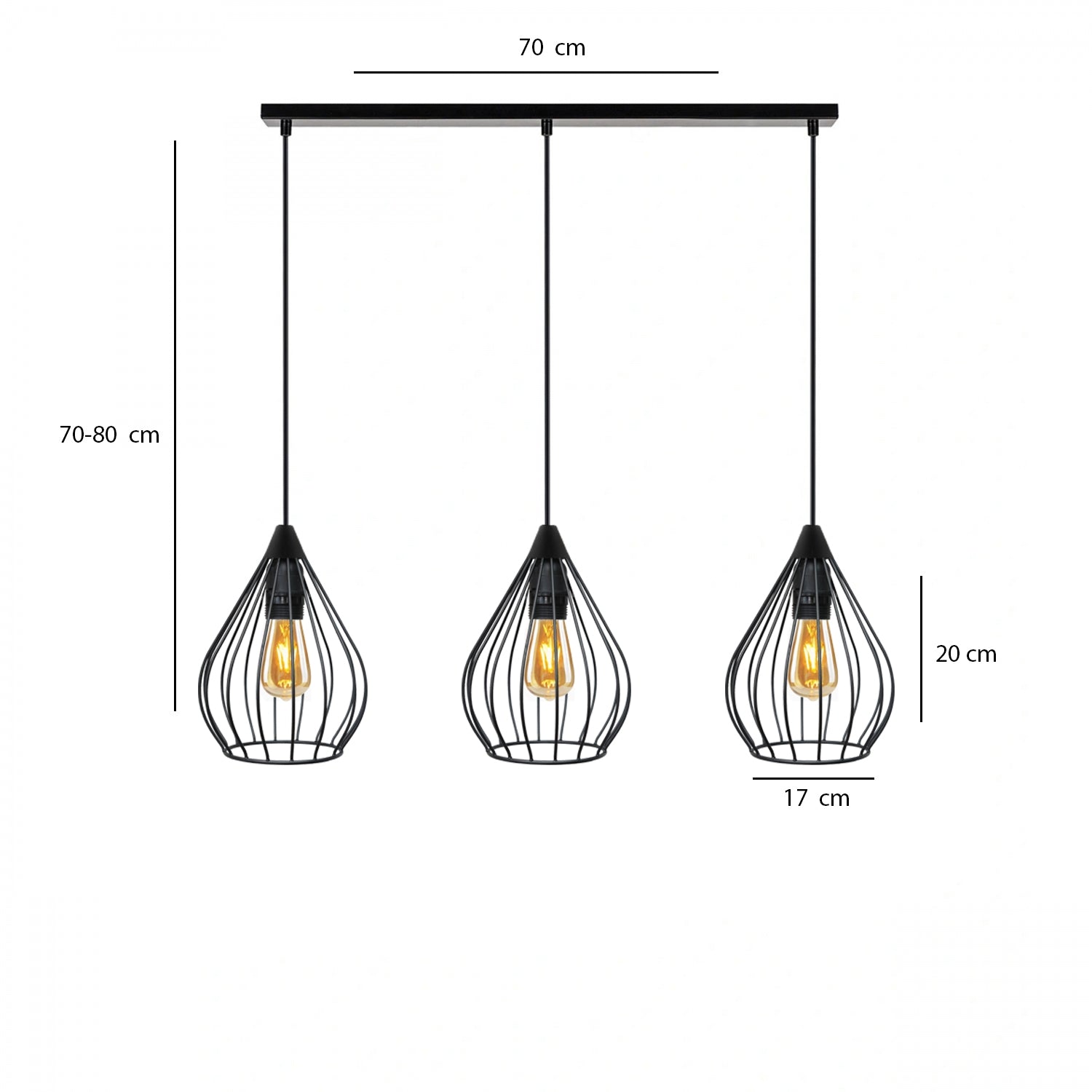 Loft Black 3 Mini Wire Pendant Lamp | ByLamp