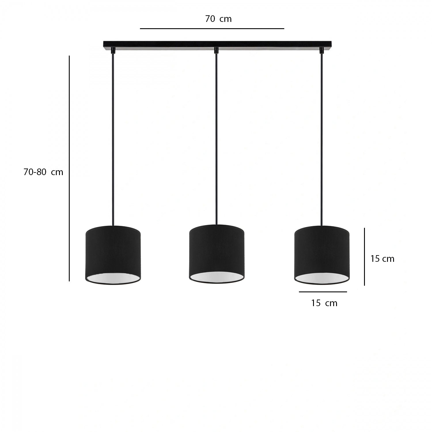 Loft 3-piece Pendant Lamp Black Fabric Lampshade Pendant Lamp | ByLamp