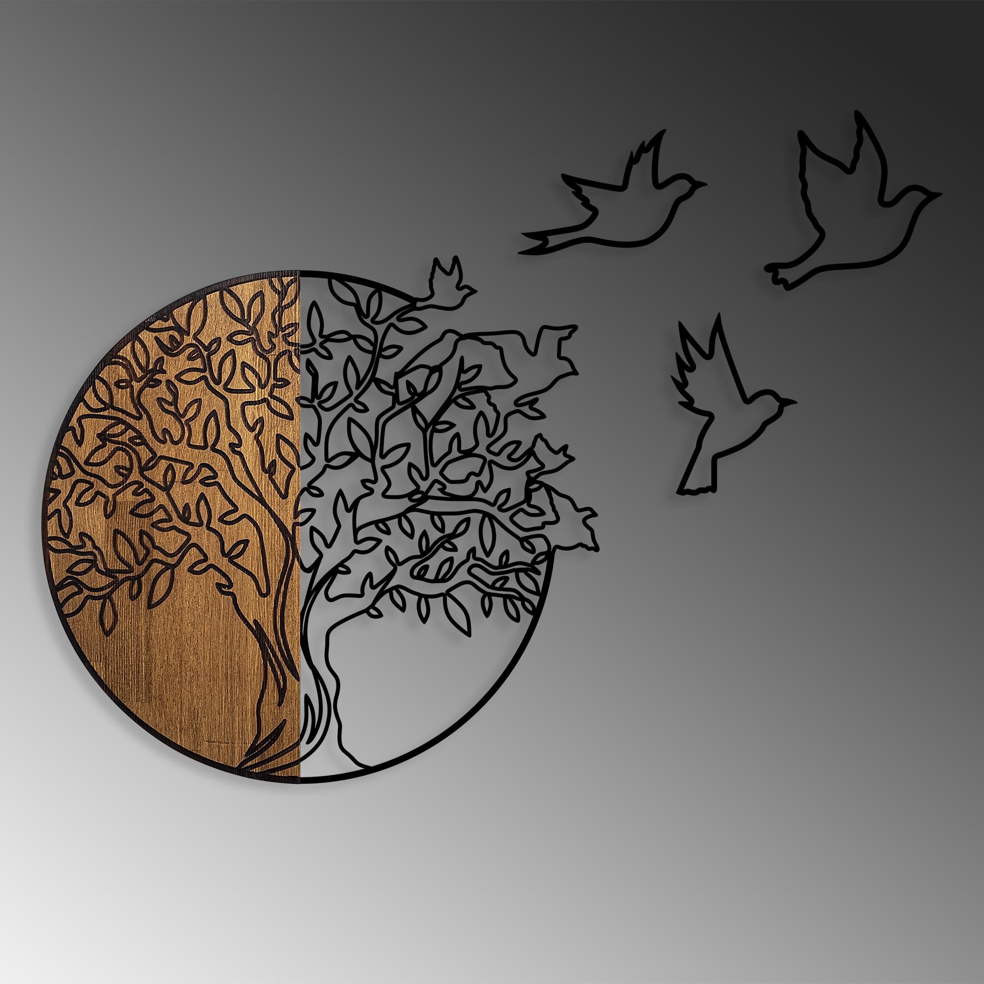 MA-392 Ahşap Metal Duvar Tablosu | ByLamp