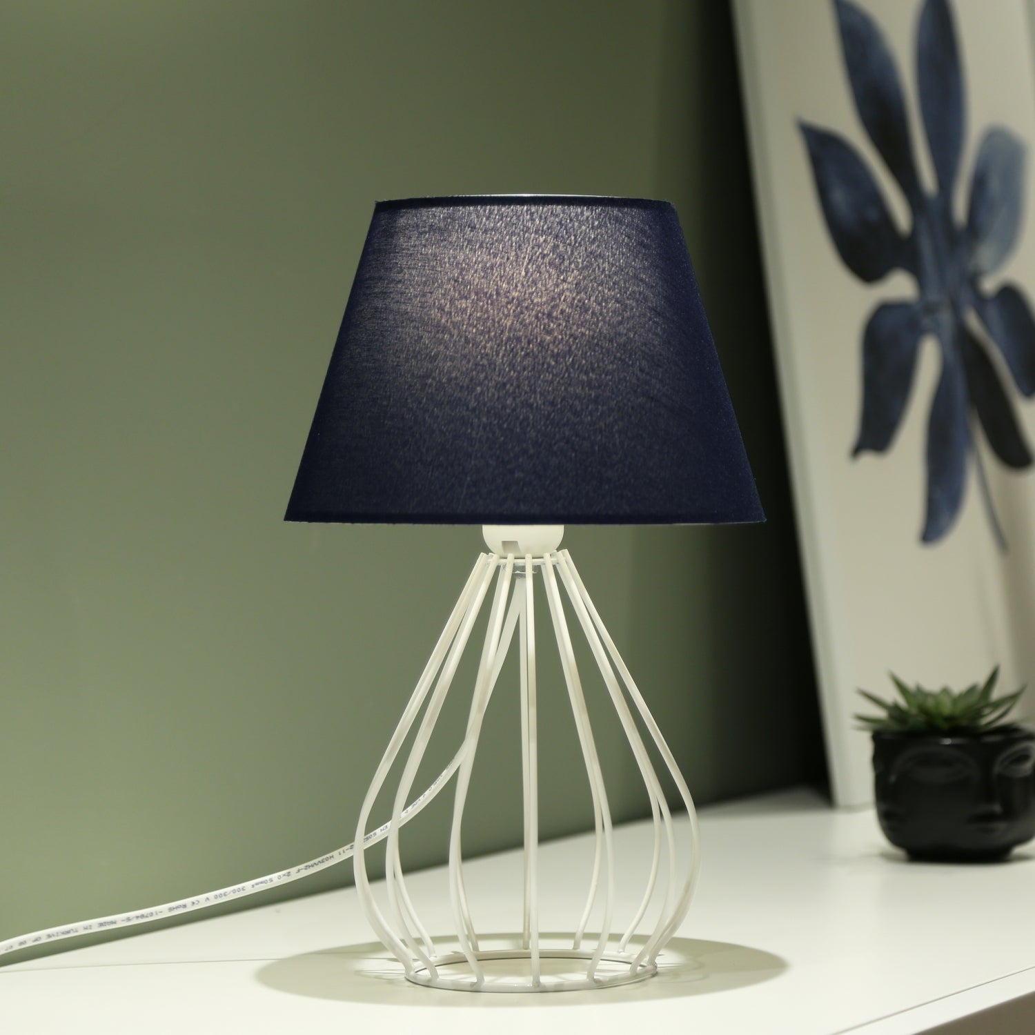 Marine Series Navy Blue Fabric Metal Wire Lampshade | ByLamp