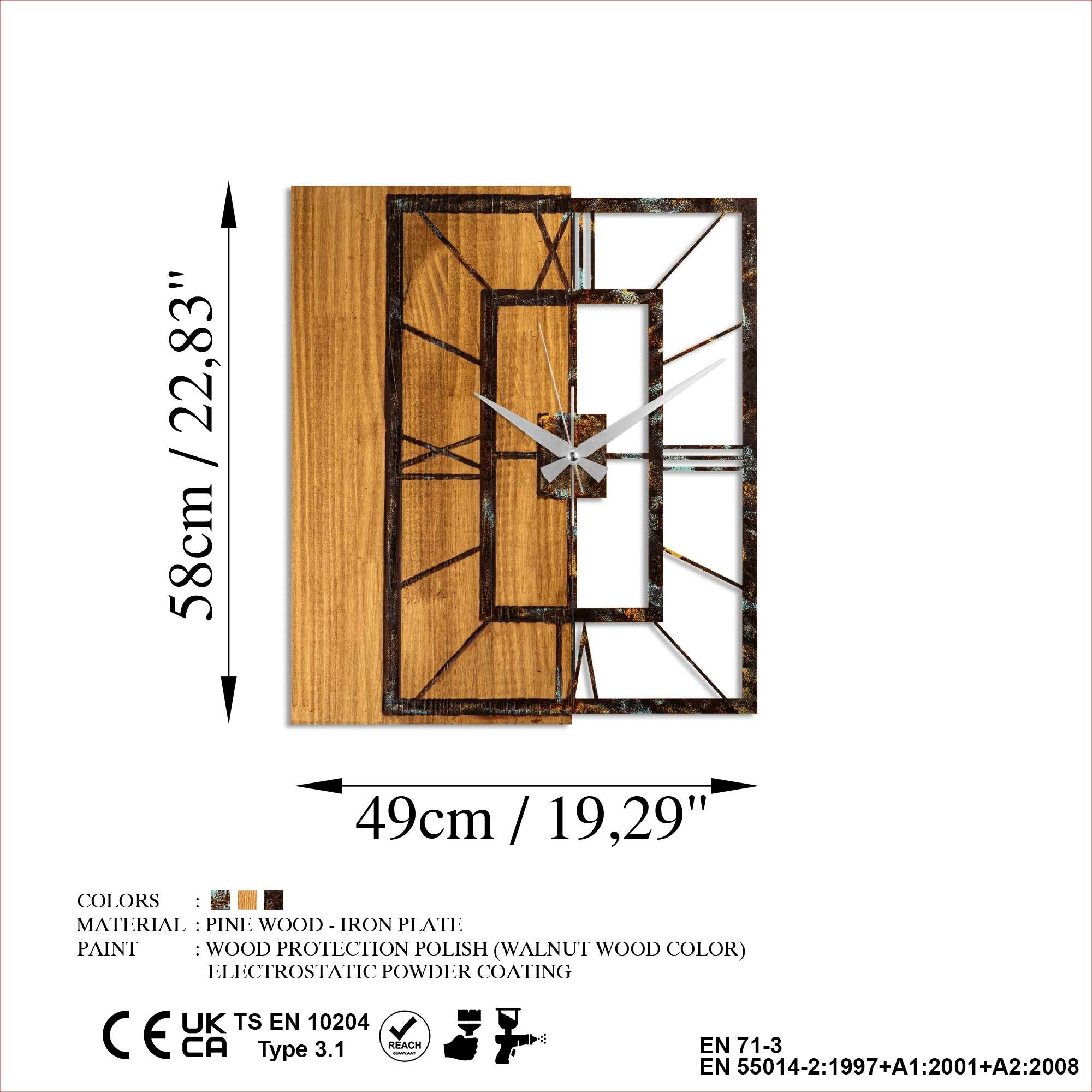 MAS-037-A Dekoratif Ahşap Metal Duvar Saati | ByLamp