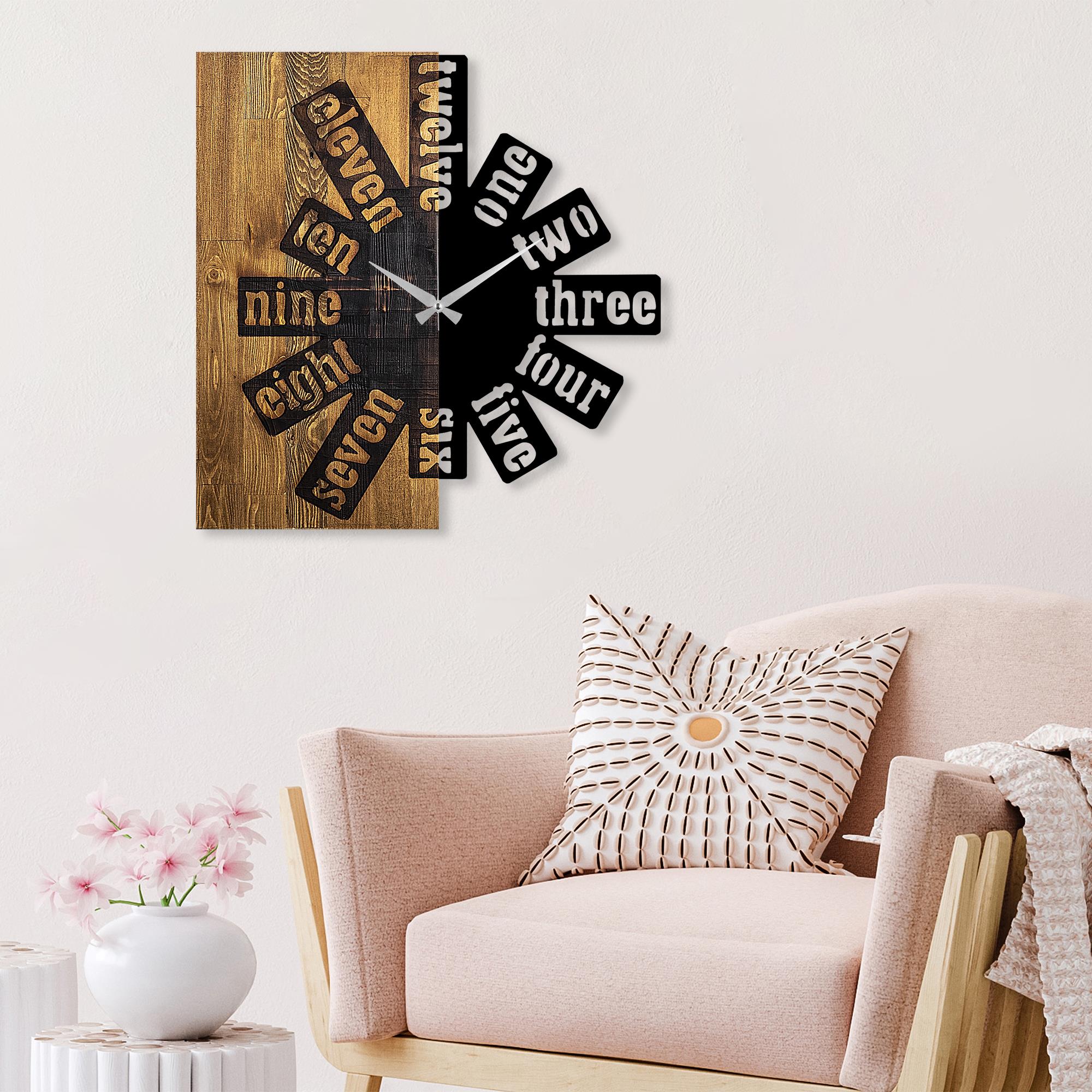 MAS-040 Dekoratif Ahşap Metal Duvar Saati | ByLamp