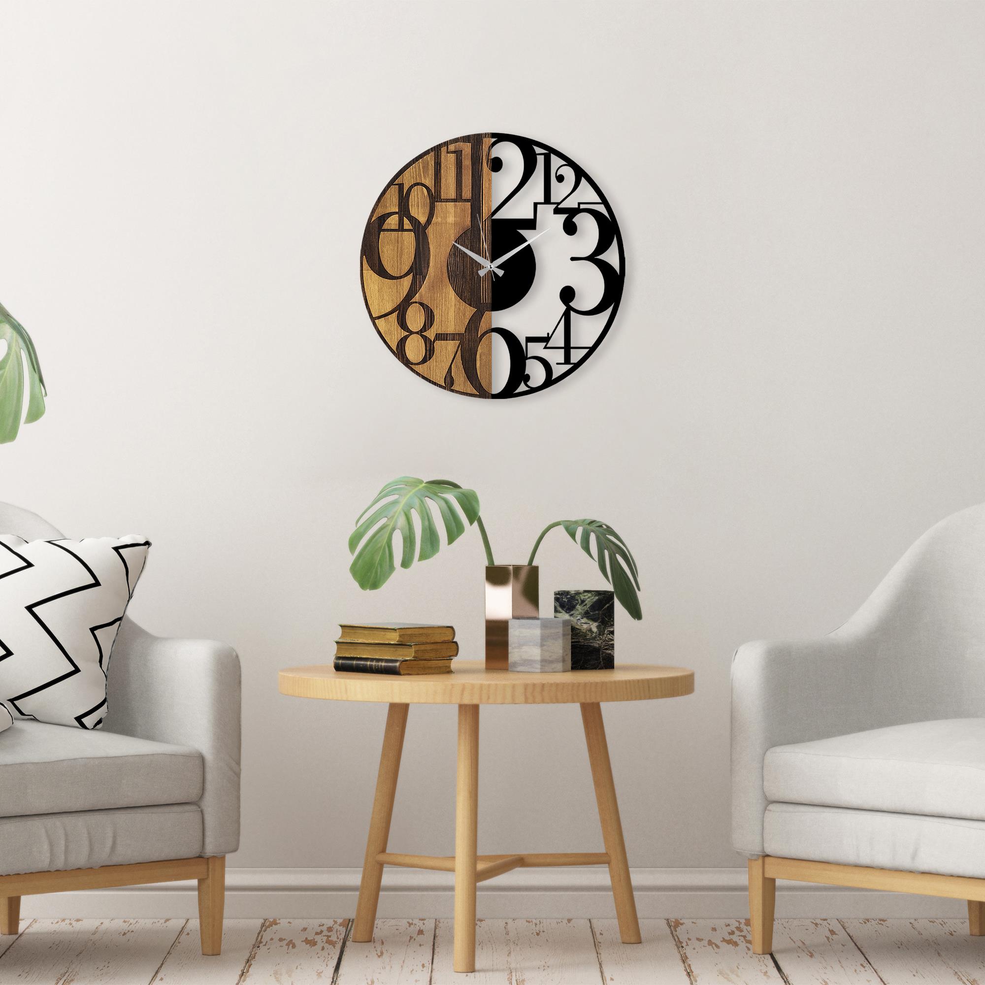 MAS-042 Dekoratif Ahşap Metal Duvar Saati | ByLamp