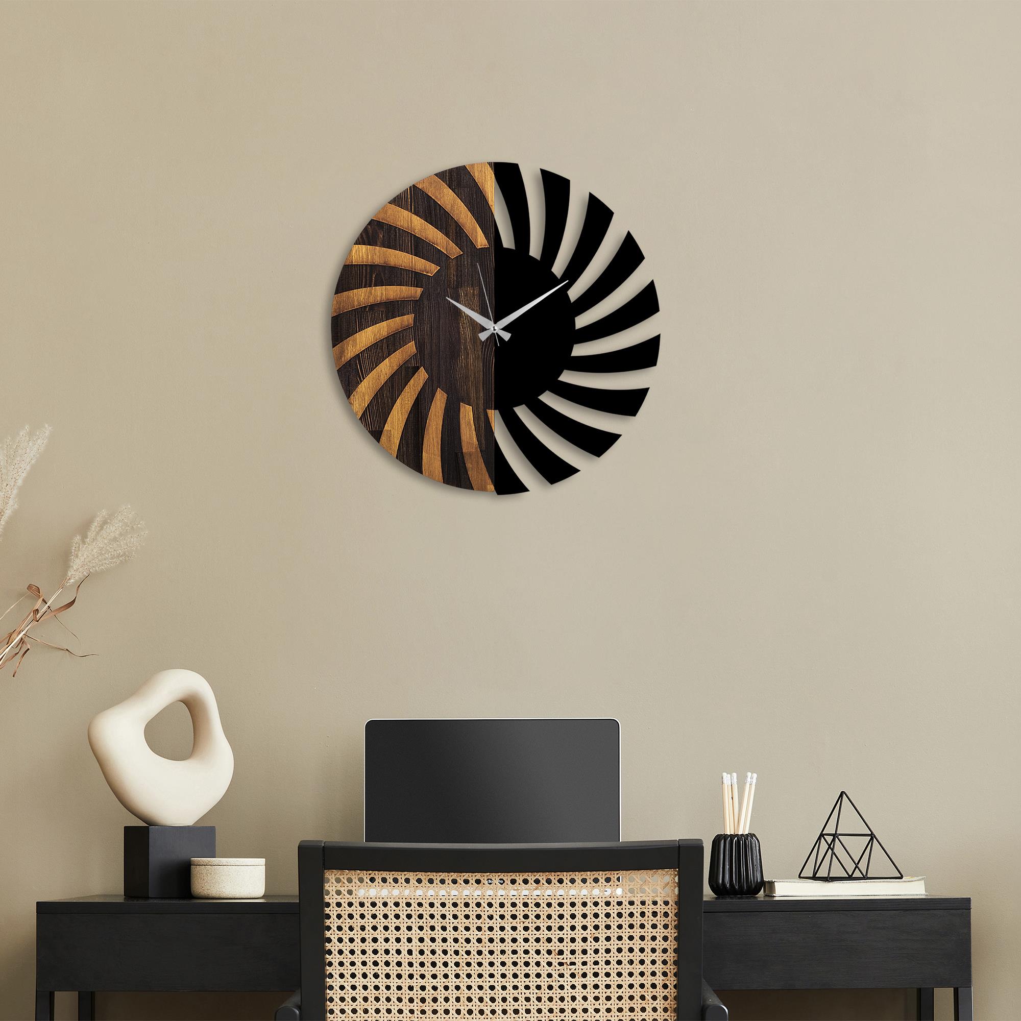 MAS-046 Dekoratif Ahşap Metal Duvar Saati | ByLamp