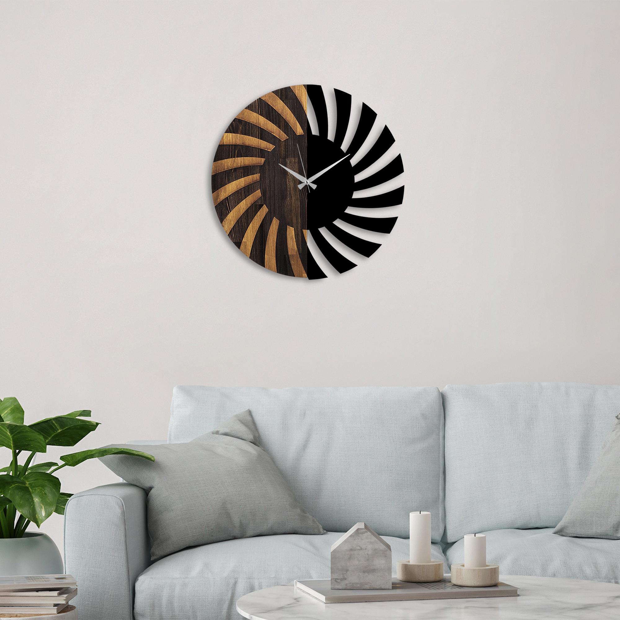 MAS-046 Dekoratif Ahşap Metal Duvar Saati | ByLamp