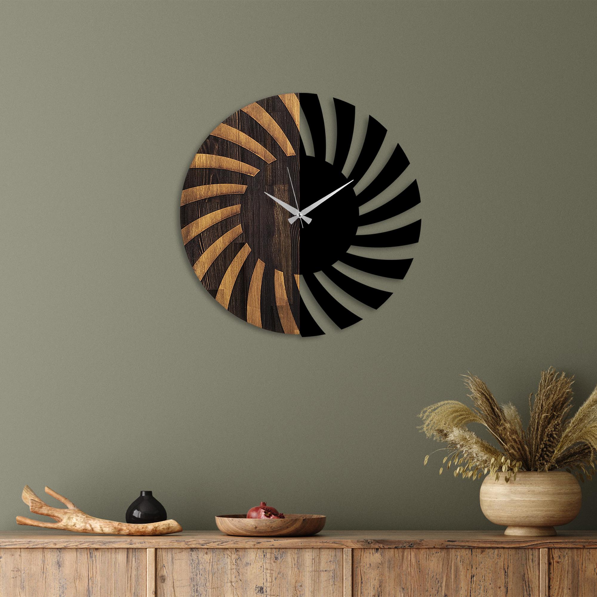 MAS-046 Dekoratif Ahşap Metal Duvar Saati | ByLamp