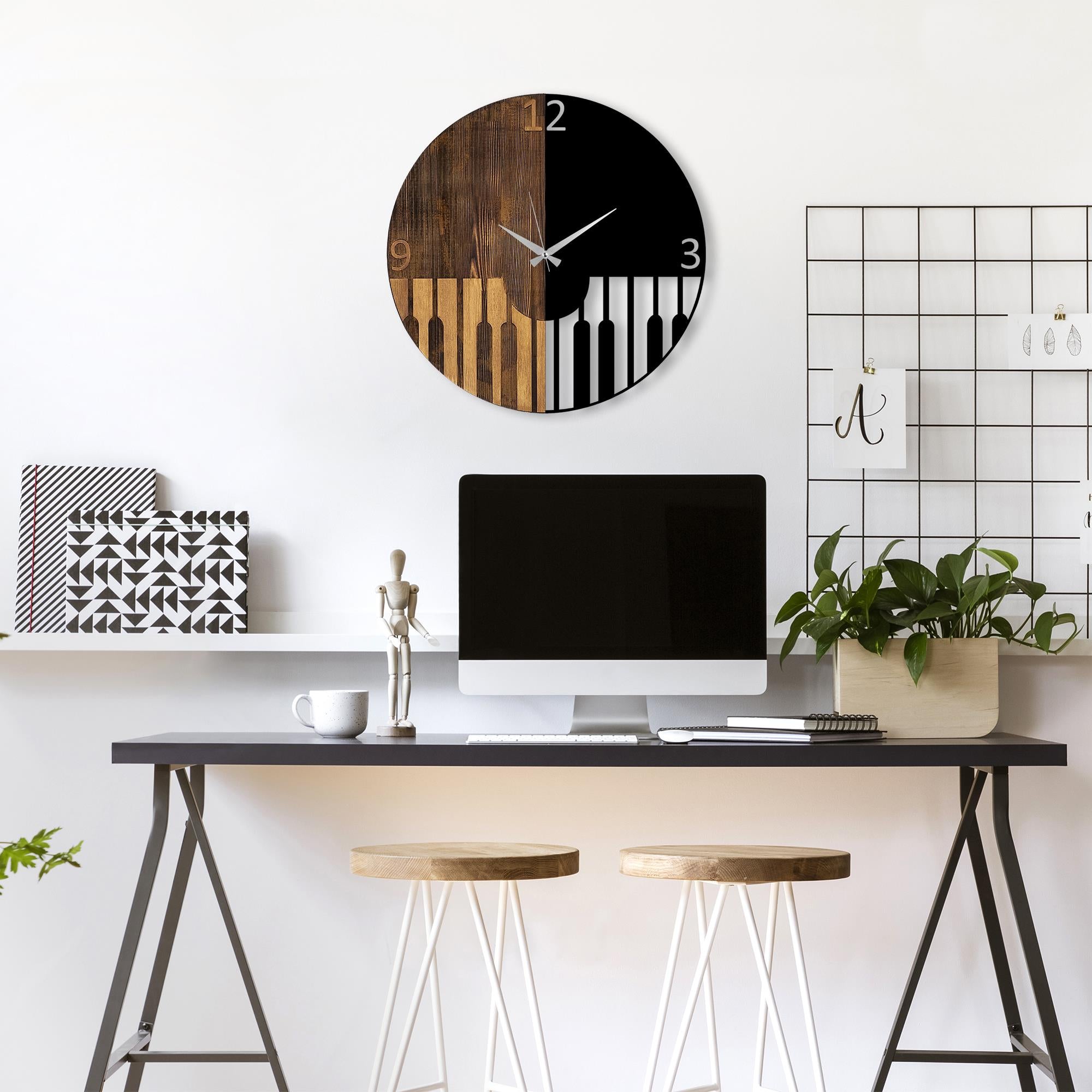 MAS-051 Dekoratif Ahşap Metal Duvar Saati | ByLamp