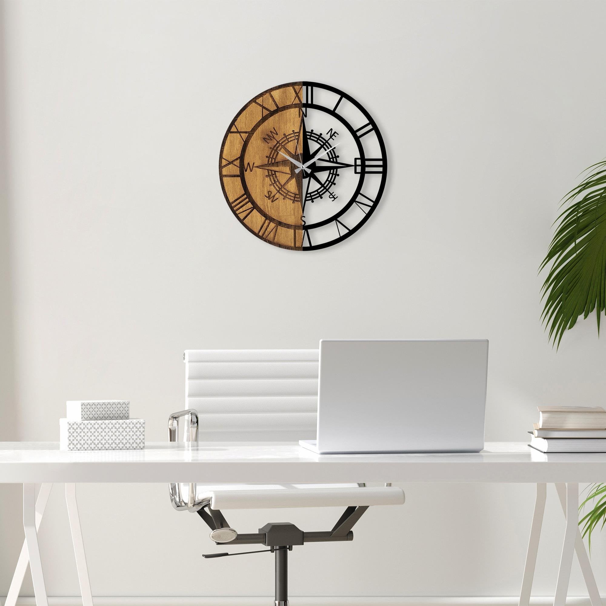 MAS-053 Dekoratif Ahşap Metal Duvar Saati | ByLamp