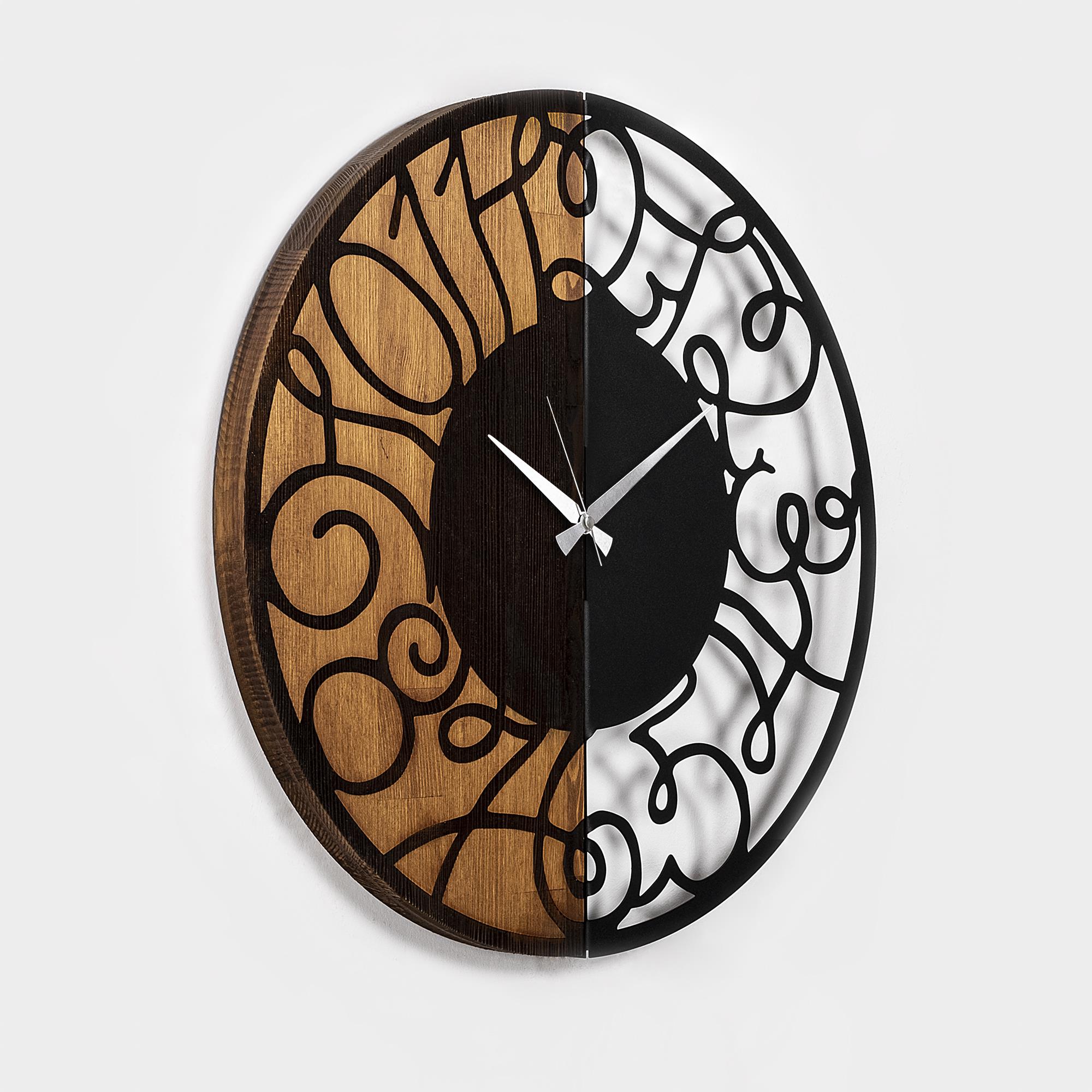 MAS-055 Dekoratif Ahşap Metal Duvar Saati | ByLamp