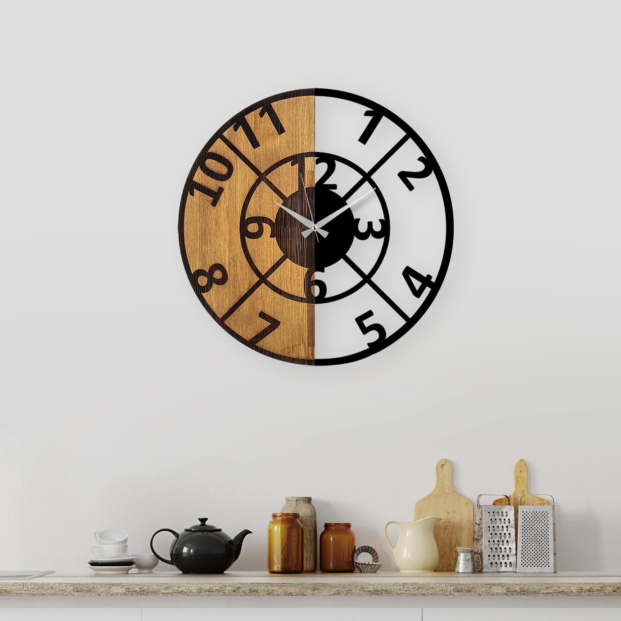 MAS-057 Dekoratif Ahşap Metal Duvar Saati | ByLamp