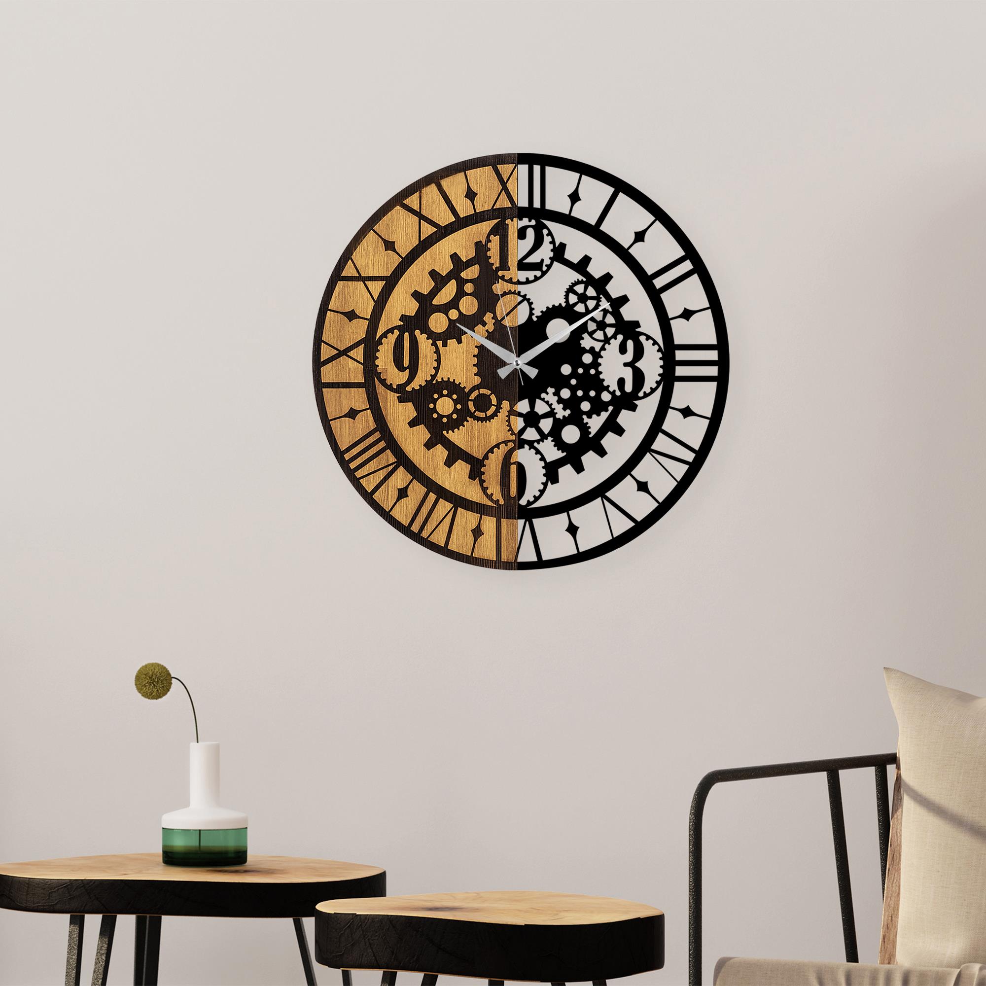 MAS-059 Dekoratif Ahşap Metal Duvar Saati | ByLamp