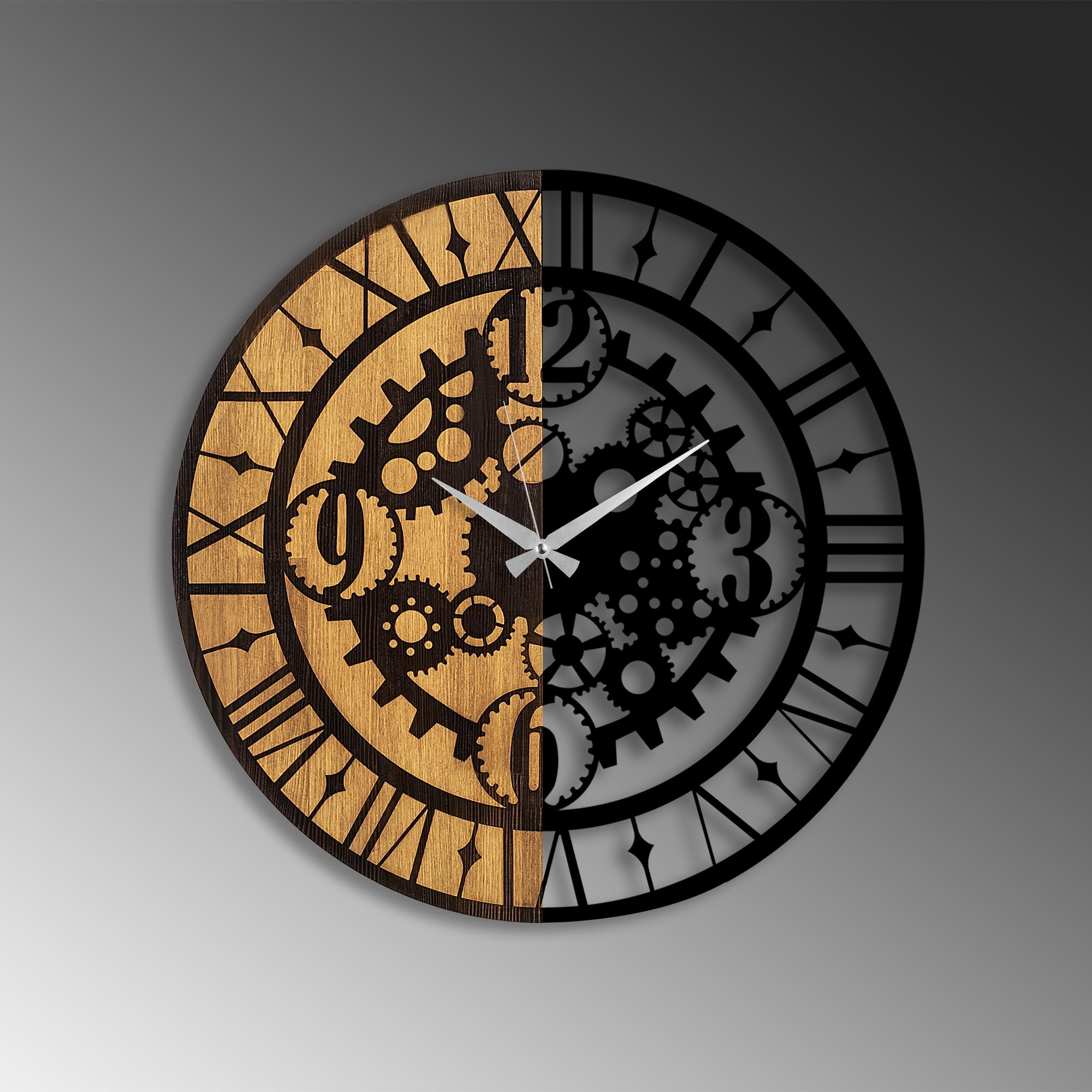 MAS-059 Dekoratif Ahşap Metal Duvar Saati | ByLamp